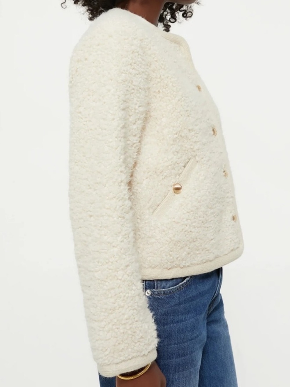 Tuckernuck Hyacinth House Cream Sherpa Cameron Jacket Gold Button - Picture 13 of 14